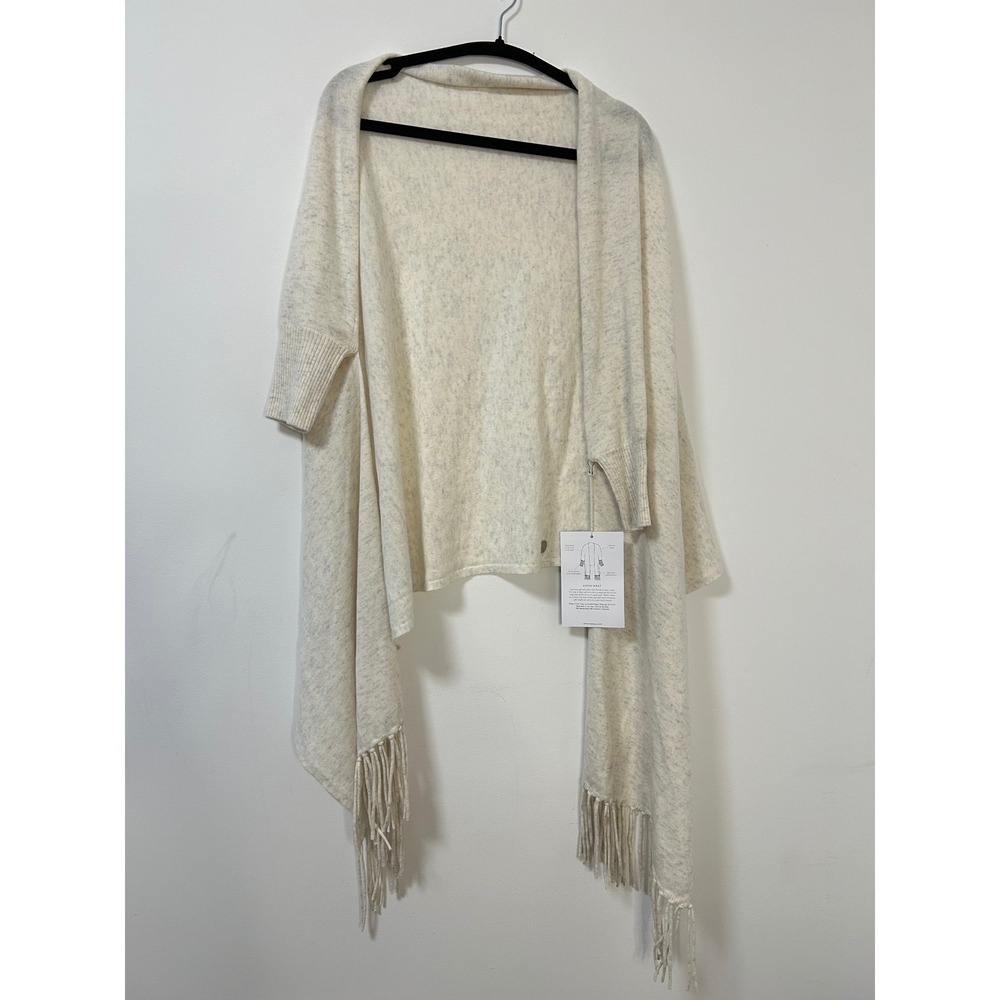 Merino wool & Cashmere Cream Fringe Wrap